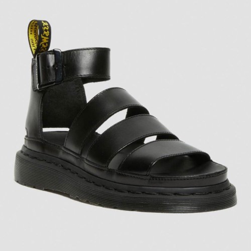 Dr. Martens Black Leather Platform Gladiator Sandals